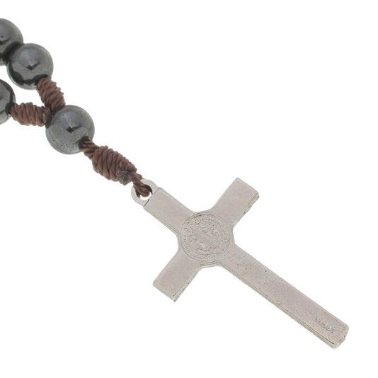 Chaveiro Dezena de São Bento em Hematita com Mosquete