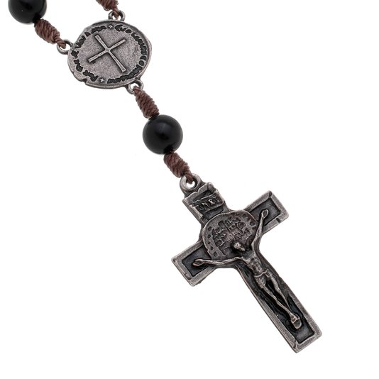 Chaveiro Dezena da Medalha das Duas Cruzes com Crucifixo e Mosquete - Preto
