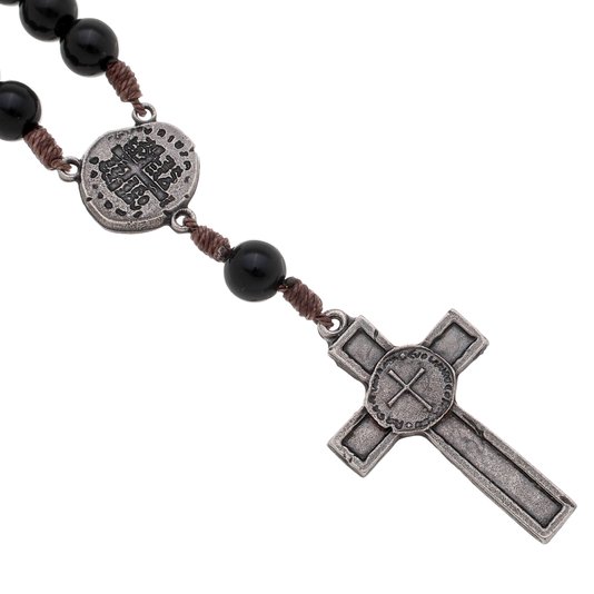 Chaveiro Dezena da Medalha das Duas Cruzes com Crucifixo e Mosquete - Preto