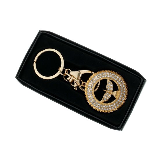 Chaveiro do Divino Espírito Santo Trabalhado em Strass - Dourado