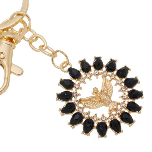 Chaveiro Divino Espírito Santo Strass - Preto