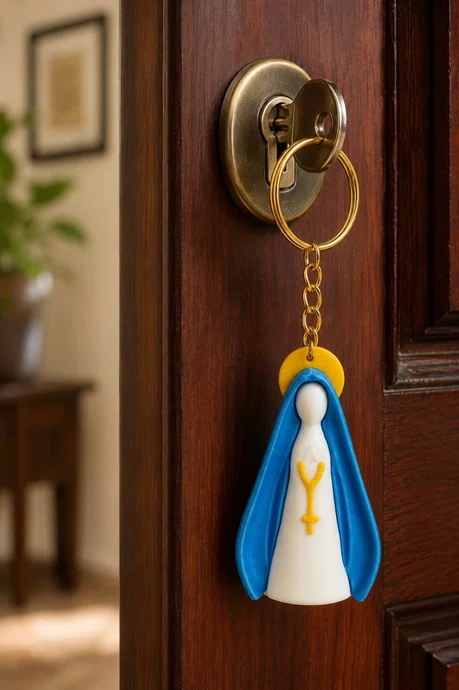 Chaveiro Nossa Senhora Das Graças 3d com Argola Dourada
