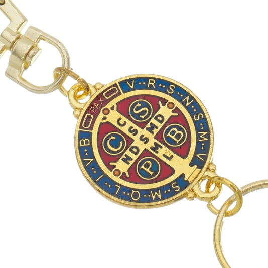 Chaveiro Medalha de São Bento com mosquete - Dourado