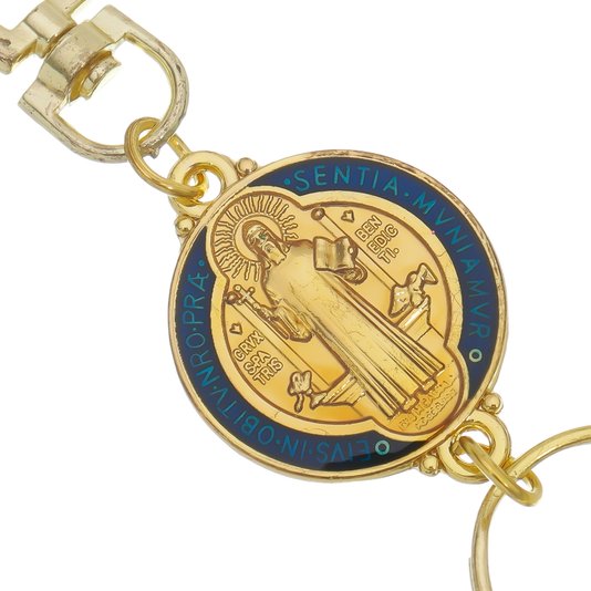 Chaveiro Medalha de São Bento com mosquete - Dourado