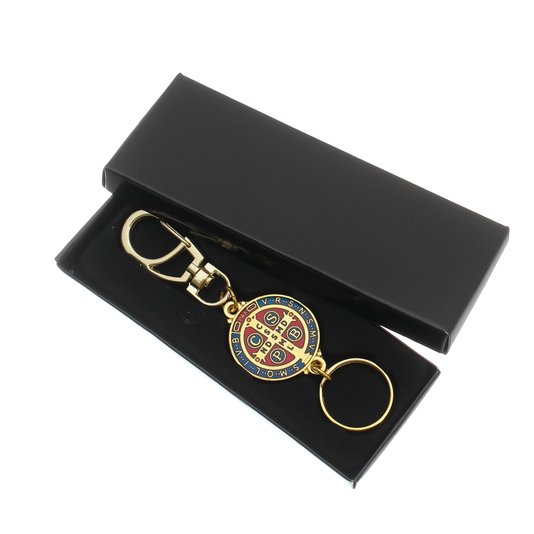 Chaveiro Medalha de São Bento com mosquete - Dourado