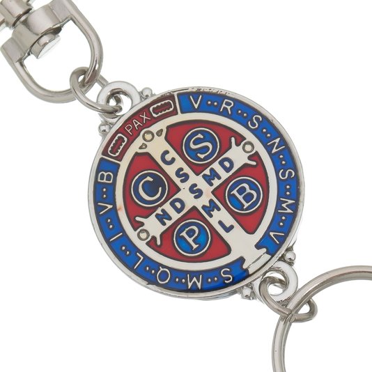 Chaveiro Medalha de São Bento com mosquete - Prata