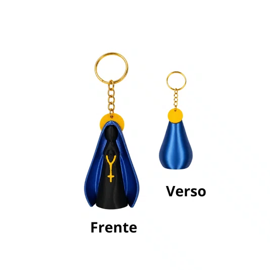 Chaveiro Nossa Senhora Aparecida 3d com Argola Dourada