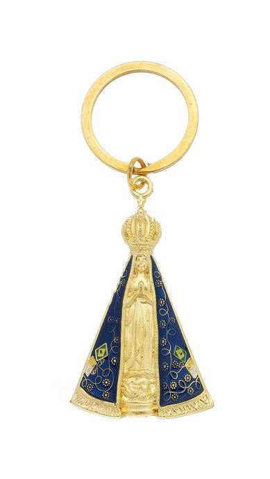 Chaveiro de Nossa Senhora Aparecida com Caneta - Dourado