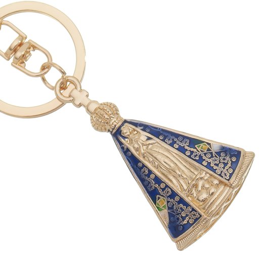 Chaveiro Nossa Senhora Aparecida com Mosquete - Dourado