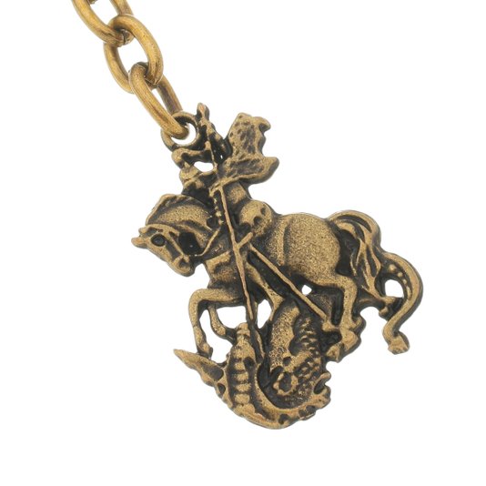 Chaveiro com Medalha de São Jorge em Metal - Ouro Velho
