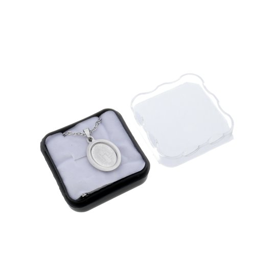 Colar com Medalha de São Bento Oval Gravada a Laser - Inox