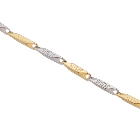 Colar com Crucifixo 3D e Oração do Pai Nosso em Inox - Dourado
