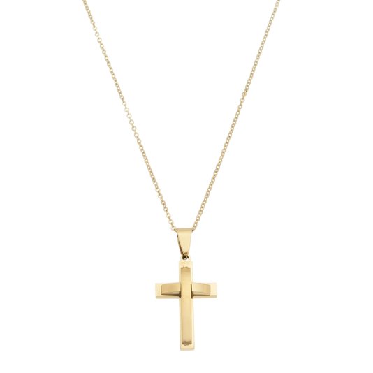 Colar Crucifixo3d em Inox Dourado
