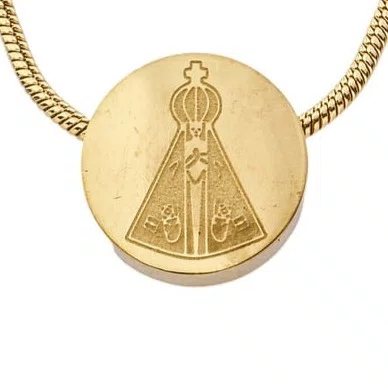 Colar de Inox com Medalha de Nossa Senhora Aparecida Dourado