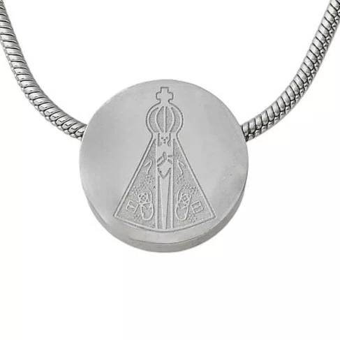 Colar de Inox com Medalha de Nossa Senhora Aparecida Prata