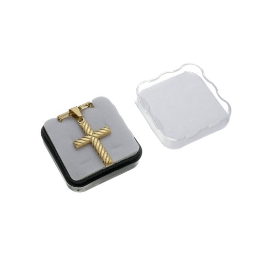Colar Masculino com Cruz Estilizada em Inox - Dourado
