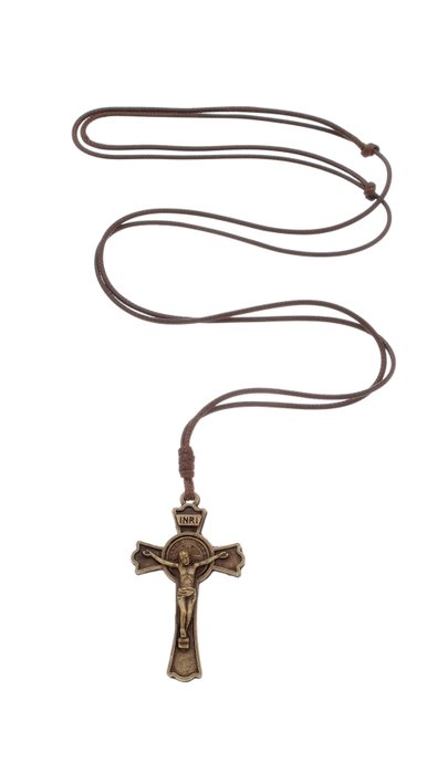 Cordão crucifixo de São Bento - ouro velho