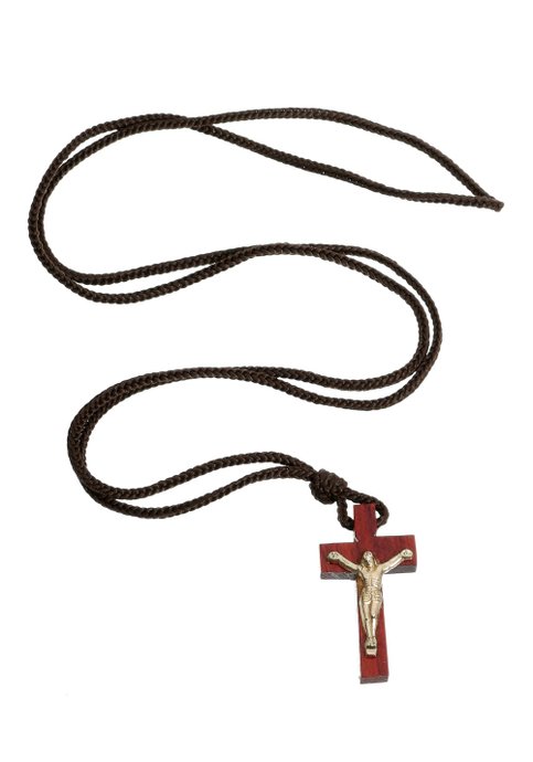 Cordão Crucifixo em Madeira Pau Brasil - 6 Un