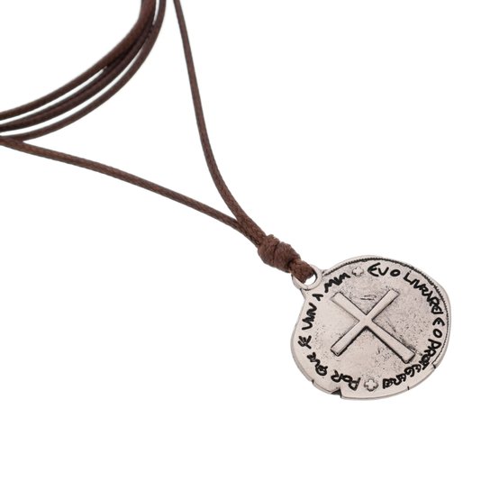 Cordão Medalha Das Duas Cruzes - Níquel Pintado