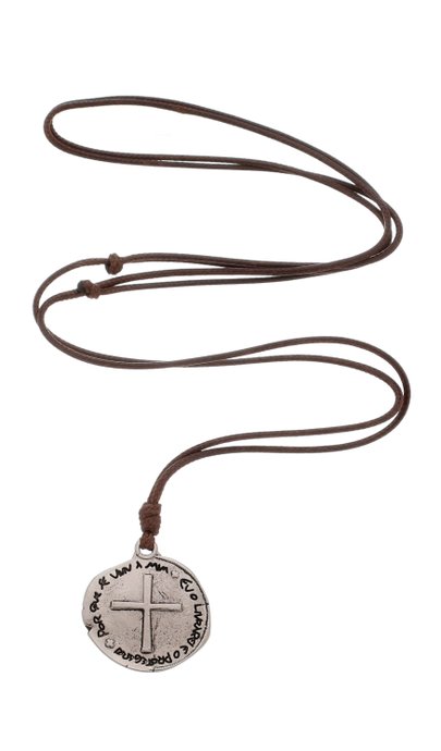 Cordão Medalha Das Duas Cruzes - Níquel Pintado