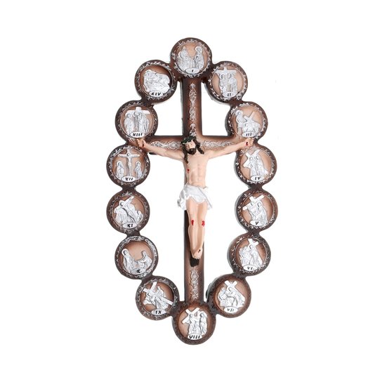 Crucifixo com 14 Estações em resina - 23,5cm