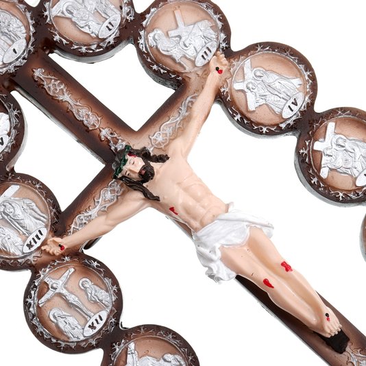 Crucifixo com 14 Estações em Resina - 23,5cm