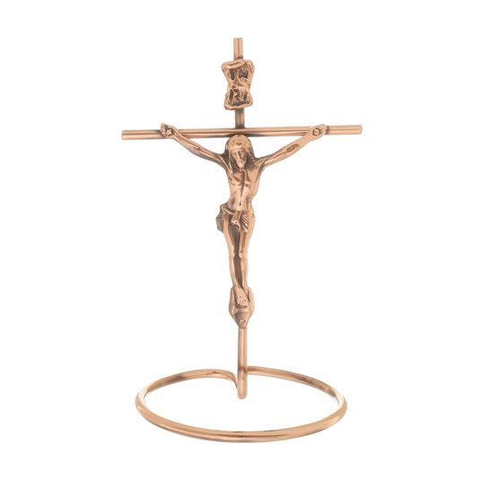 Crucifixo com base redonda 11cm - cobre
