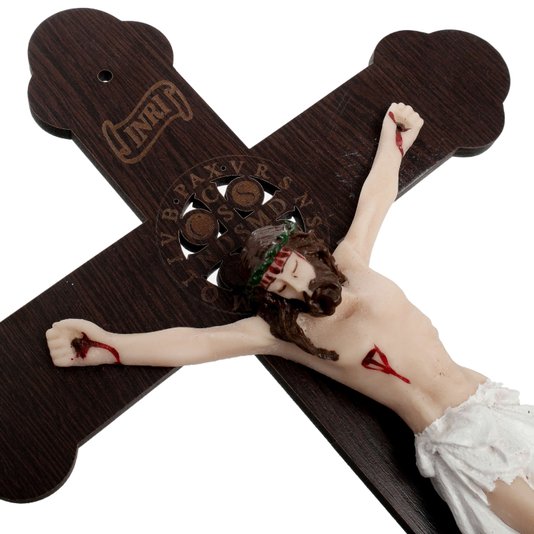 Crucifixo de Parede com Cristo em Resina - 27cm