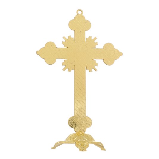 Crucifixo de Mesa com Strass - Branco 13,5cm