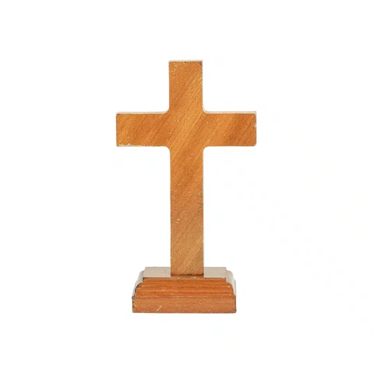 Crucifixo de Mesa Madeira Resinada C/ Cristo em Ouro Velho 13cm