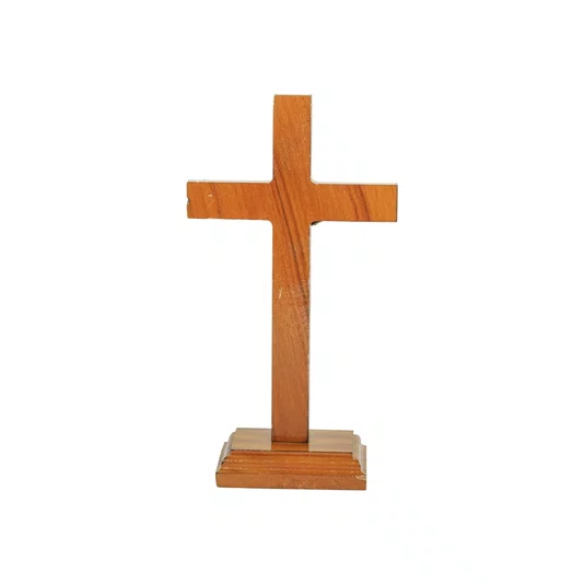 Crucifixo de Mesa Madeira Resinada C/ Cristo em Ouro Velho 19cm