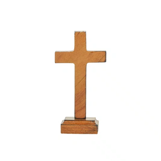 Crucifixo de Mesa Madeira Resinada C/ Cristo em Ouro Velho 9cm