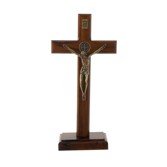 Crucifixo de Mesa Ou Parede em Madeira - 21cm