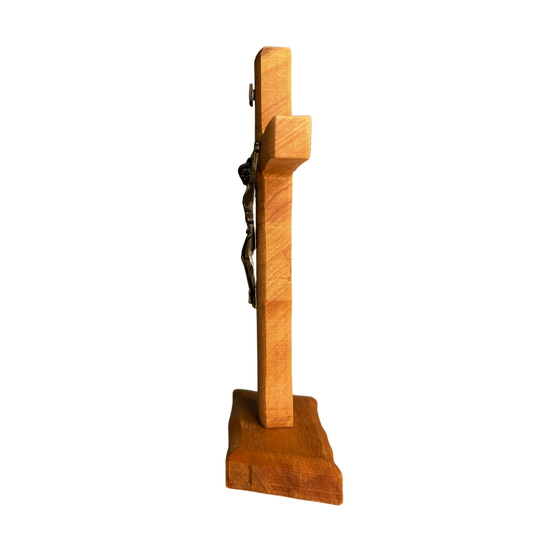Crucifixo de Mesa ou Parede em Madeira de Demolição - 19cm