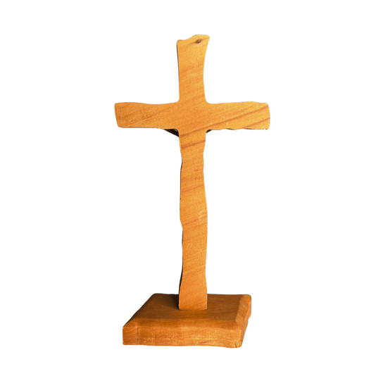 Crucifixo de Mesa ou Parede em Madeira de Demolição - 19cm