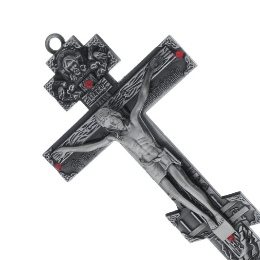 Crucifixo de Mesa Ou Parede em Metal na Cor Prata - 19cm