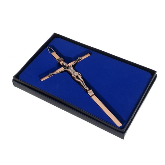 Crucifixo de Metal Cobre 21cm