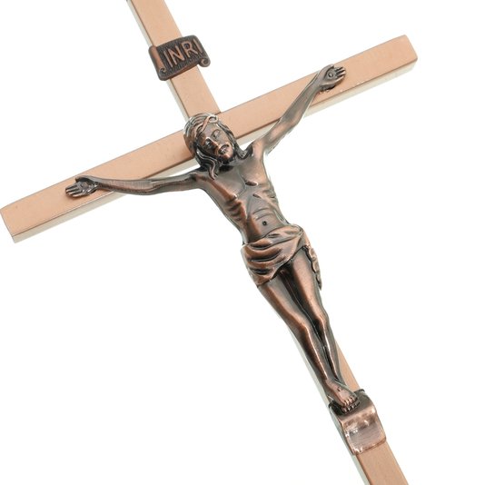 Crucifixo de Metal Cobre 21cm