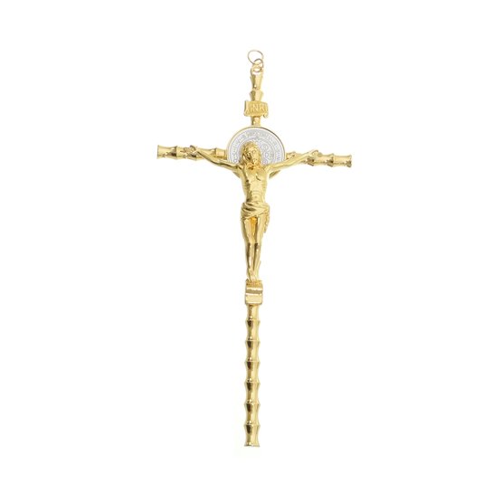 Crucifixo de Parede São Bento - Dourado 21cm