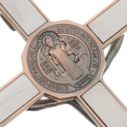 Crucifixo de São Bento para Parede em Metal - Cobre 17cm