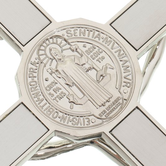 Crucifixo de Parede São Bento - Prata 17,5cm