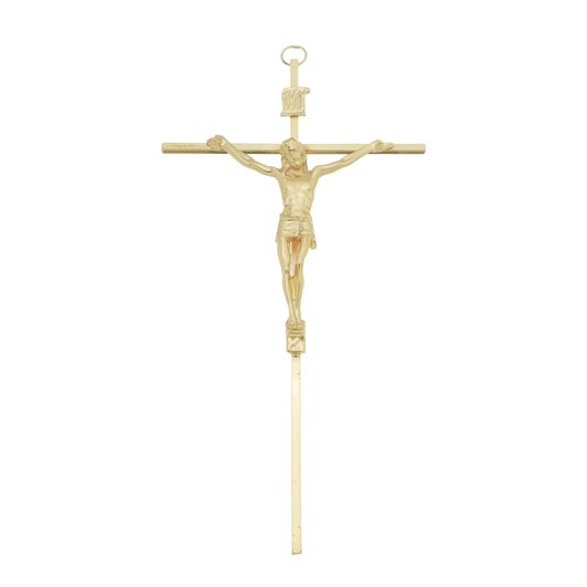 Crucifixo de Parede - Metal - Dourado - 24cm