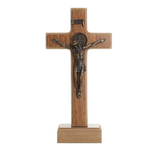 Crucifixo de São Bento em Mdf - Marrom 13cm