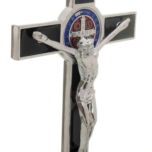 Crucifixo de Mesa São Bento - Preto 21cm