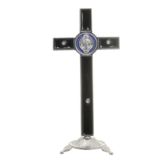 Crucifixo de Mesa São Bento - Preto 21cm