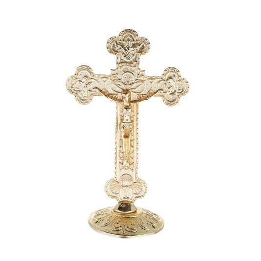 Crucifixo Decorativo em Metal Dourado 8cm
