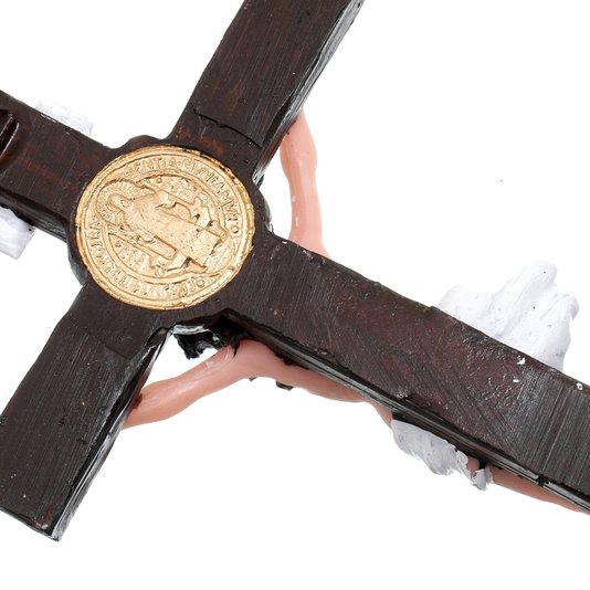 Crucifixo em Resina com Medalha de São Bento - 25,5cm