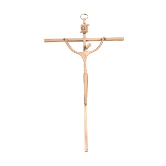 Crucifixo Estilizado de Parede Quadrado - Metal - Cobre - 21cm