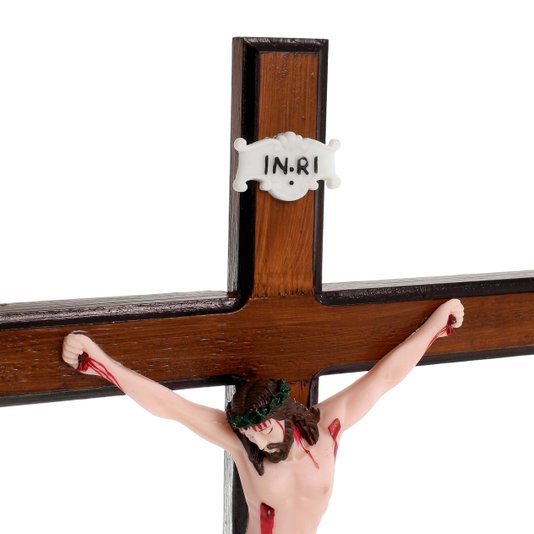 Crucifixo para Mesa com Cristo em Resina - 52cm