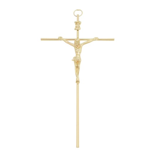 Crucifixo para parede com base redonda 19cm - Dourado